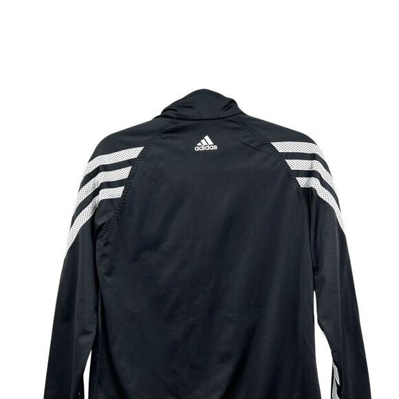 Adidas Women Track Jacket 3 Striped Sleeves Athletic Zip Up Black White Sz‎ M - Picture 6 of 6